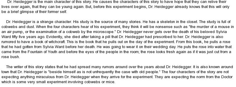 Dr heidegger's experiment summary