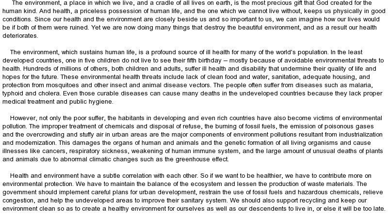 Essay on Environment Pollution