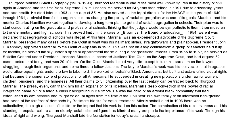 The early life and times of thurgood marshall
